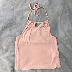 Open back necktie cropped tank